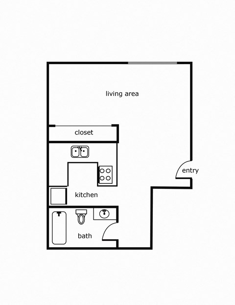 Floor plan for studio, 1 bath, 440 sqft